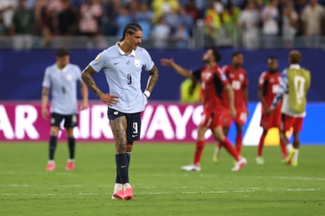 Darwin Nunez of Uruguay reacts after the game.