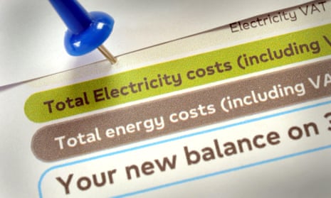 Close up of an energy bill breakdown