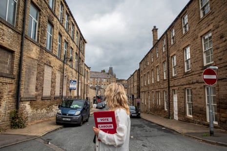 A Labour activist canvassing in the Batley and Spen byelection.