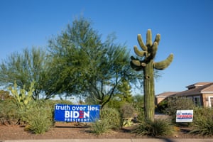 A sign reads “truth over lies. Biden for president” in Scottsdale, Arizona on Oct. 13, 2020.