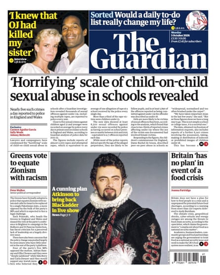 The Guardian front page