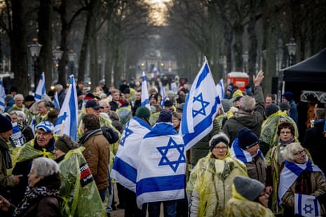 A pro-Israeli demonstration outside The Hague ahead of the court case.