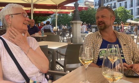 Jamie Lafferty and his mum with glasses of wine