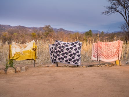 Decorated cloth drying in the sun