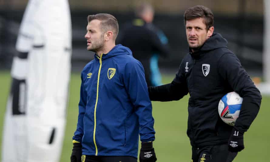 Jason Tindall (right) with his new signing Jack Wilshere.