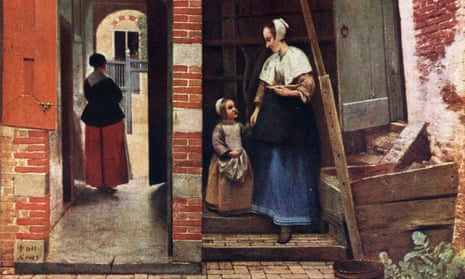 A painting of two women: one with a child and the other looking away