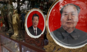 Souvenir plates of Mao Zedong and Xi Jinping on sale during the 19th party congress in Beijing.