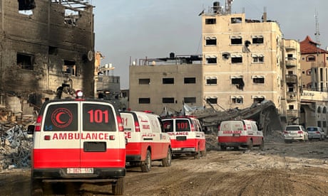 Medics trapped by Israeli gunfire at two Gaza hospitals, says Red Crescent