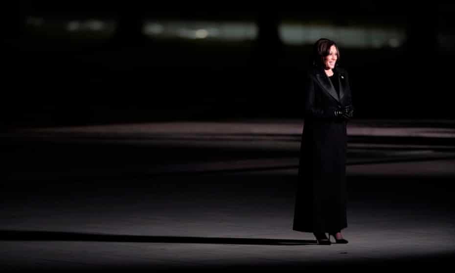 Kamala Harris at a televised ceremony at the Lincoln memorial on 20 January.