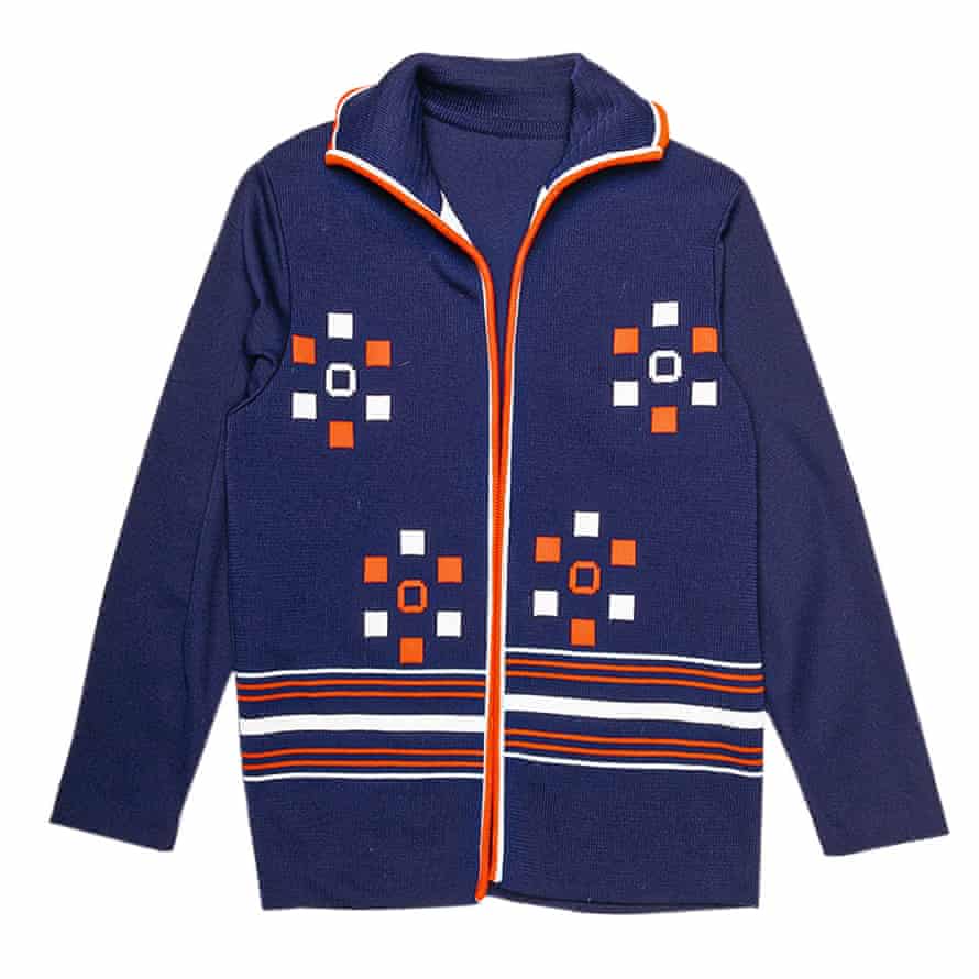 Navy and orange cardigan