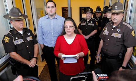 Kim Davis in 2015. A judge ordered her to issue the licenses. After refusing, she spent five days in jail.
