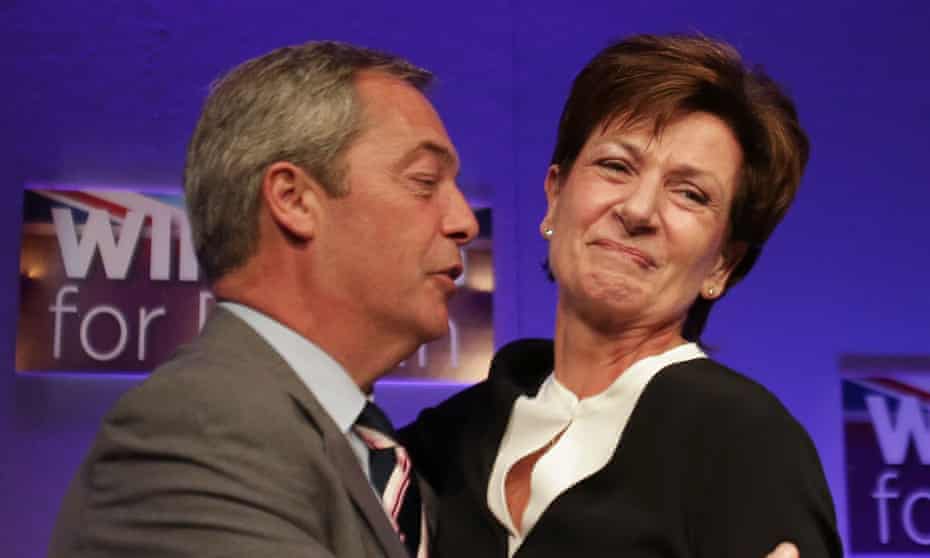 Nigel Farage congratulates Diane James after her election as Ukip leader in September. She has subsequently left the party.