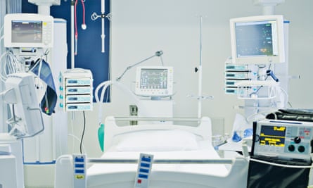 A bed in an intensive care unit