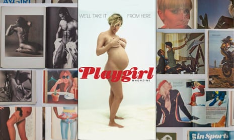 The cover of the relaunched Playgirl, featuring  Chloë Sevigny naked and nine months pregnant, and some vintage images from the magazine's original incarnation