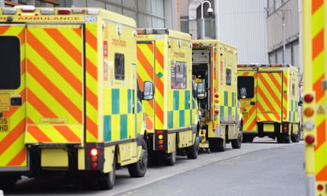 Ambulances outside the Royal London Hospital in east London in December.