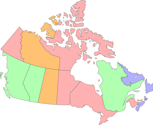 Canadian provinces carbon pricing map