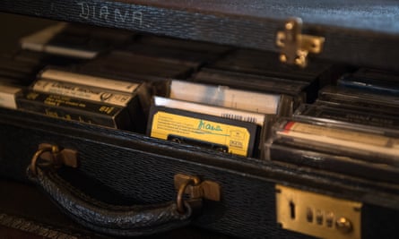 A case of cassette tapes including albums by Diana Ross, Elton John and George Michael