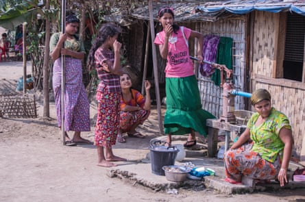 Rohingya women living in a camp for internally displaced people in Myanmar.