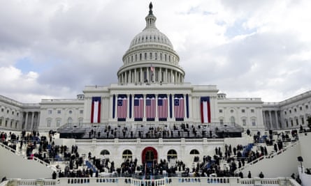 Congressional members and guests arrive for the presidential inauguration at the US Capitol.