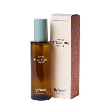 By Sarah Reviver Hydrating Mist bottle and cardboard box packaging.