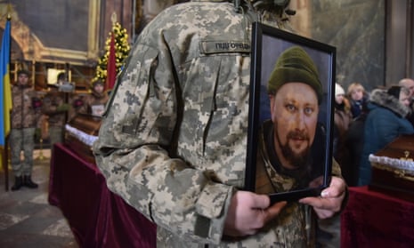 A funeral ceremony for Ukrainian soldiers in Lviv