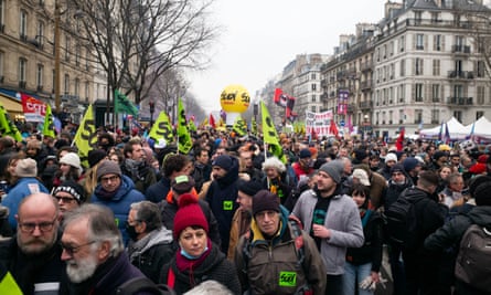 Rally called by French trade unions in Paris