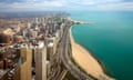 Aerial view of North Chicago and Lake Michigan, Illinois, USA<br>M4140E Aerial view of North Chicago and Lake Michigan, Illinois, USA