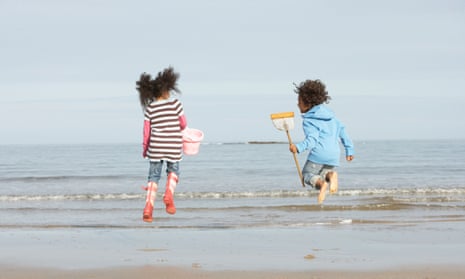 Children Playing By Sea Winter
