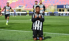 Sávio celebrates after scoring for one of Atlético Mineiro’s youth teams at a tournament in Italy.