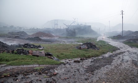 Mist over muddy terrain