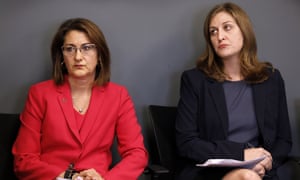 Planned Parenthood of the Heartland CEO Suzanna de Baca and ACLU of Iowa legal director Rita Bettis announce a lawsuit against Iowa’s restrictive abortion law.