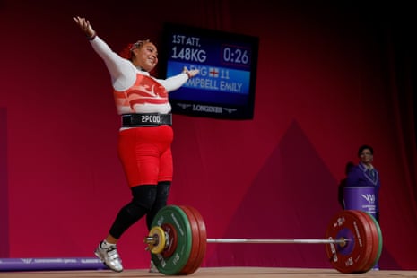 Emily Campbell of England celebrates during the women