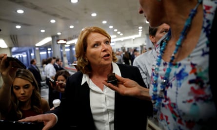 Senator Heidi Heitkamp of North Dakota. The supreme court allowed the state to keep a voter ID law in place that will likely bar thousands of Native Americans from voting in November.