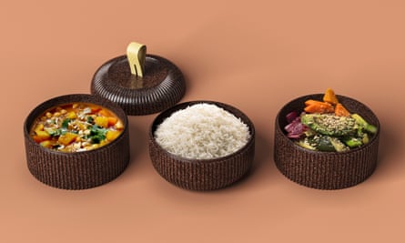 Reusable takeaway containers made from by-products of the cacao industry by PriestmannGoode Studio