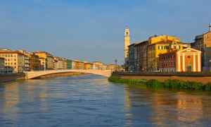 Pisa, Lungarno, Arno River, UNESCO world heritage site, Tuscany, Italy.