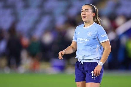 Sam Coffey of Manchester City during the UEFA Women’s Champions League 2026/27 League Phase MD2 match between Manchester City and Real Madrid C.F. at Manchester City Academy Stadium on October 1, 2026 in Manchester, England.