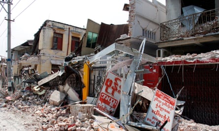 Buildings lie in ruins in Amarapura, Myanmar.