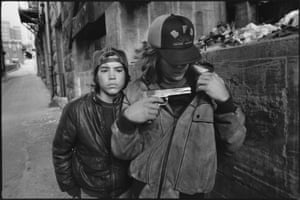 “Rat” and Mike with a gun, Seattle, Washington, 1983