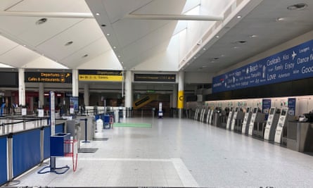 Empty check-in desks at Gatwick on 2 June
