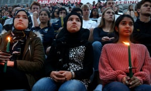 Vigil at Forsyth Barr Stadium on Thursday in Dunedin, New Zealand for 50 people killed when a gunman opened fire at the Al Noor and Linwood mosques in Christchurch on 15 March.