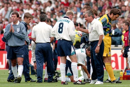 Venables with Paul Gascoigne prior to England’s shoot-out win over Spain.
