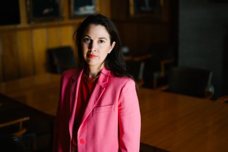 Portrait of Line Falkenberg Ollestad wearing a pink suit jacket