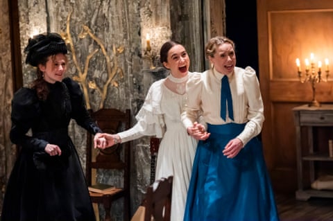 Shannon Tarbet (Masha), Ruby Thompson (Irina) and Michelle Terry (Olga) in Three Sisters.