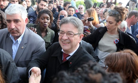 Far-left contender Jean-Luc Melénchon campaigning in Paris.