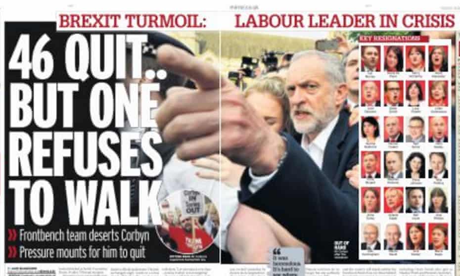 The Daily Mirror’s take on the Corbyn crisis.