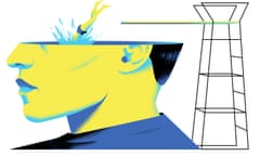 Illustration of person diving into swimming pool in shape of a head