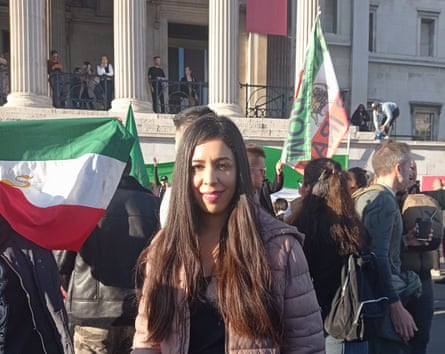 Shohreh Bayat at a protest in London on 1 October.