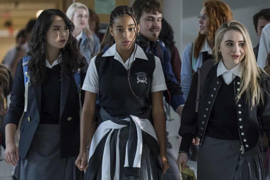 Megan Lawless, Amandla Stenberg and Sabrina Carpenter in The Hate U Give.