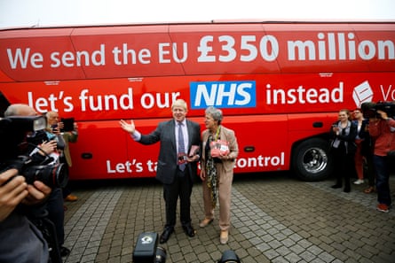 Boris Johnson at the launch of the Vote Leave bus campaign in May 2016.