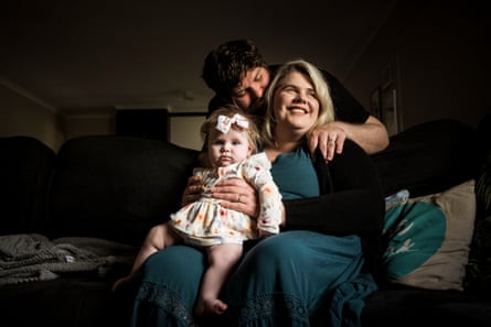 Cassie and Steven Van Swol with their four-month-old daughter Xena.